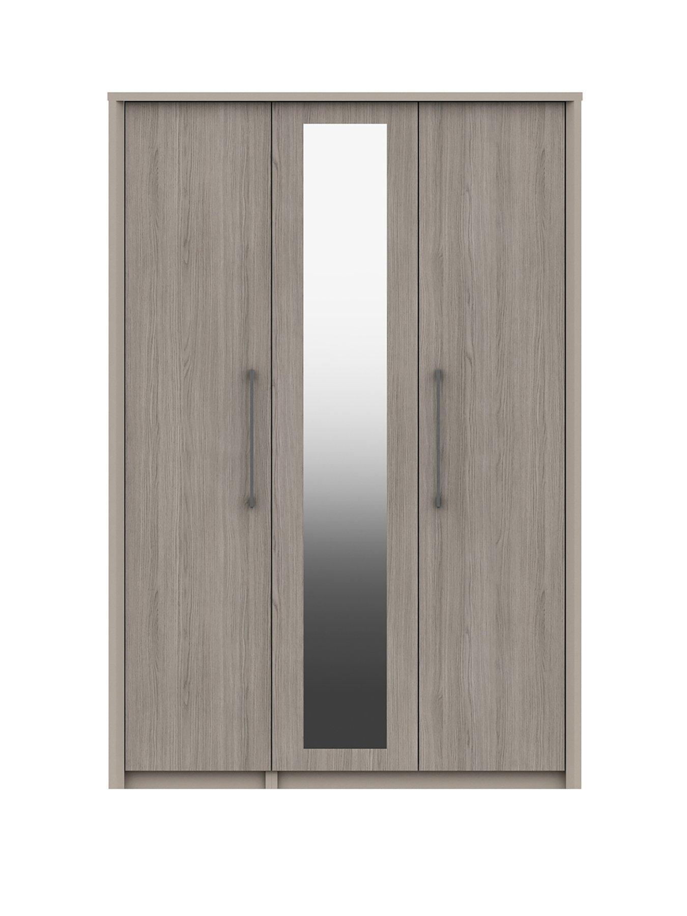 One Call Smyth Part Assembled 3 Door Mirrored Wardrobe