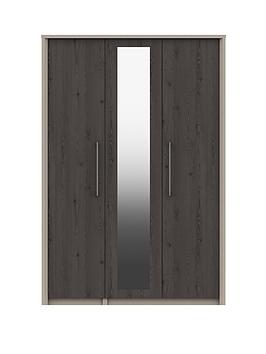 Product photograph of One Call Smyth Part Assembled 3 Door Mirrored Wardrobe from very.co.uk