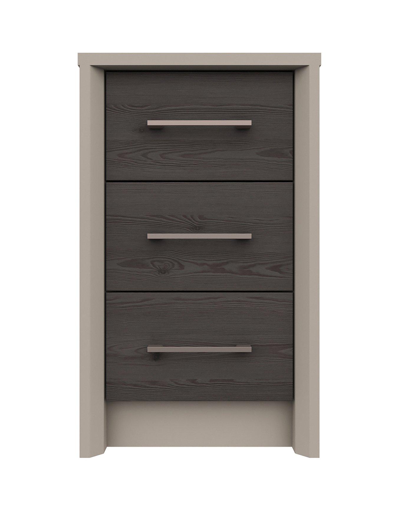 Image 1 of 5 of One Call Smyth Ready Assembled 3 Drawer Bedside Chest