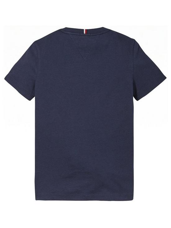 back image of tommy-hilfiger-boys-short-sleeve-essential-logo-t-shirt-navy