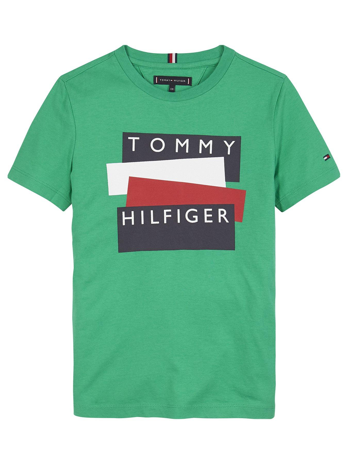 Tommy Hilfiger Boys Short Sleeve Sticker Logo T-shirt | very.co.uk