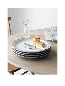 Denby Elements Light Grey Speckle Dinner Plates  Set Of 4