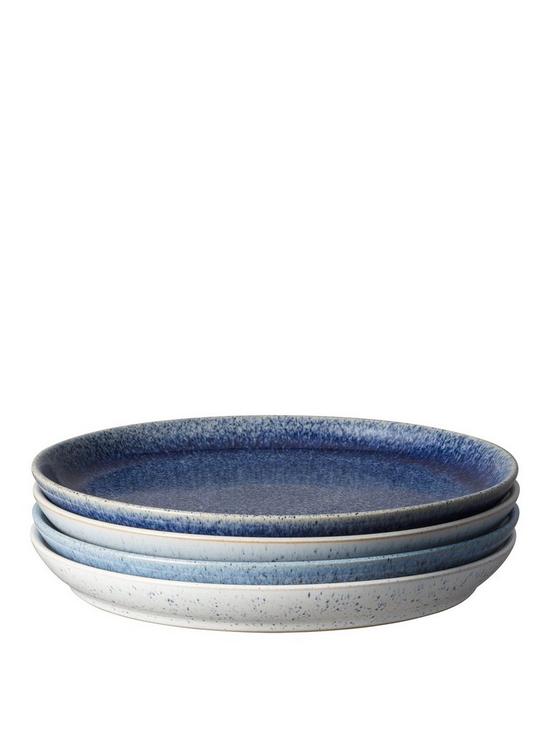 front image of denby-studio-blue-4-piece-coupe-dinner-plate-set