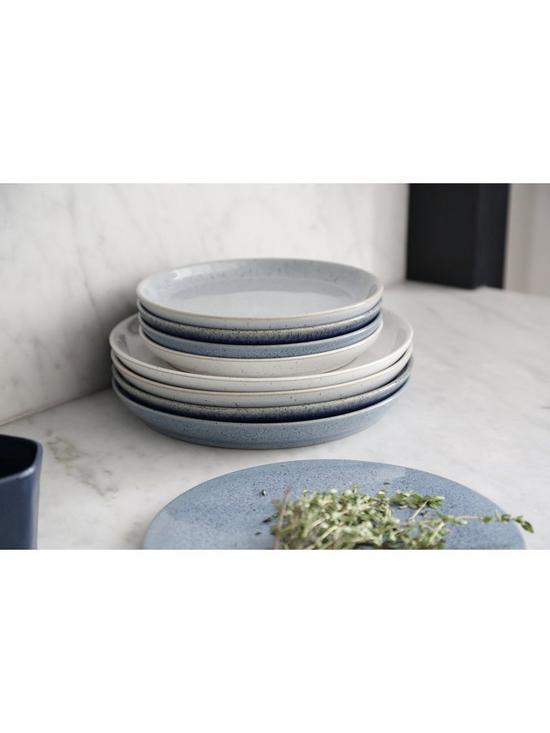 outfit image of denby-studio-blue-4-piece-coupe-dinner-plate-set