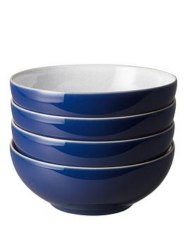Product photograph of Denby Elements Dark Blue Cereal Bowls Ndash Set Of 4 from very.co.uk