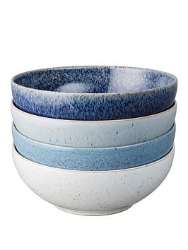 Product photograph of Denby Studio Blue 4-piece Coupe Cereal Bowl Set from very.co.uk