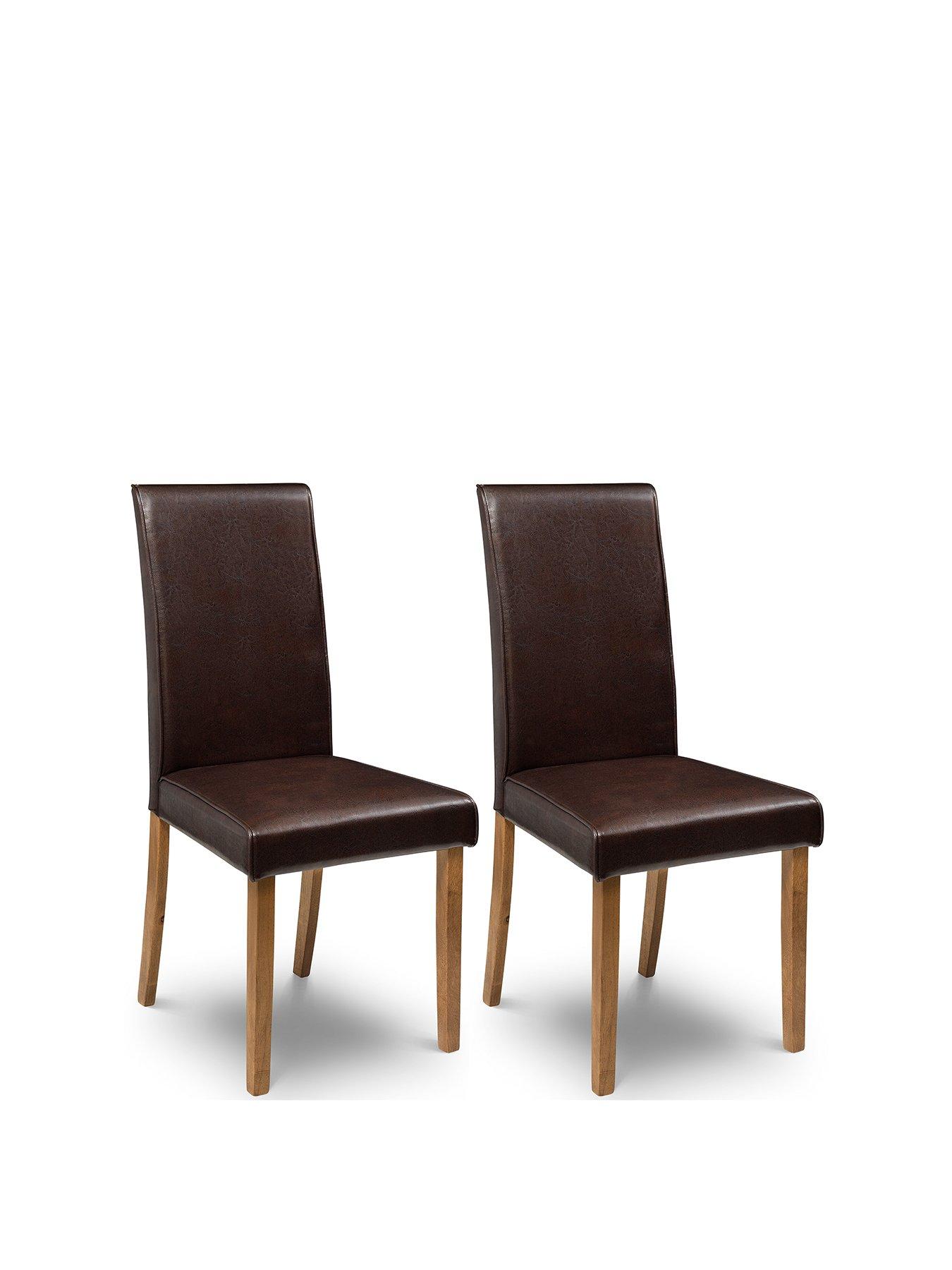 Product photograph of Julian Bowen Pair Of Hudson Faux Leather Dining Chairs - Brown from very.co.uk