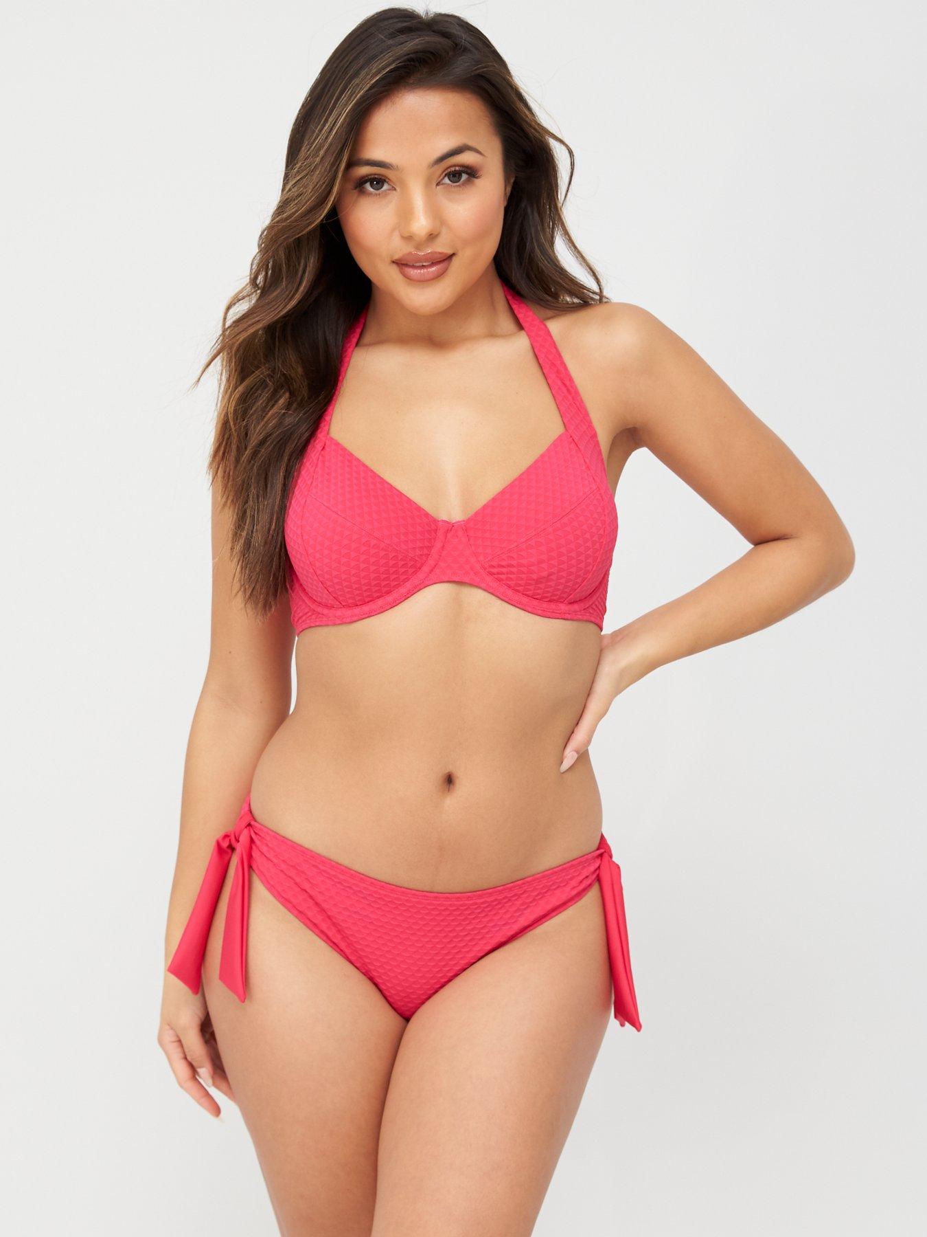 undefined Echo Halter Balconette Bikini Top - Hot Pink