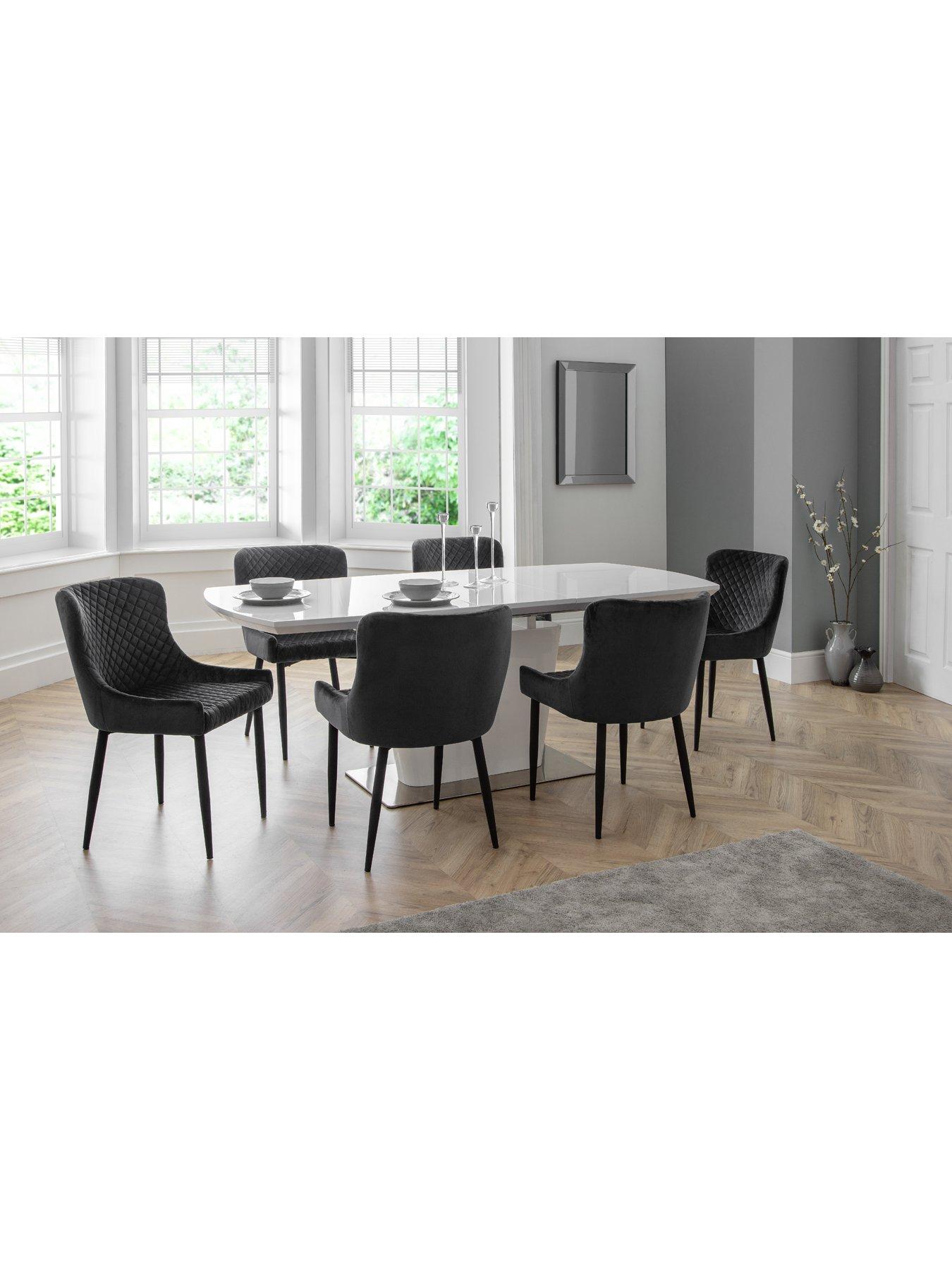 Product photograph of Julian Bowen Pair Of Luxe Velvet Dining Chairs - Grey from very.co.uk