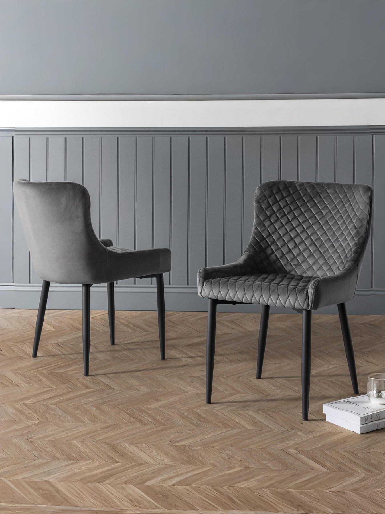 Julian Bowen Pair Of Luxe Velvet Dining Chairs - Grey