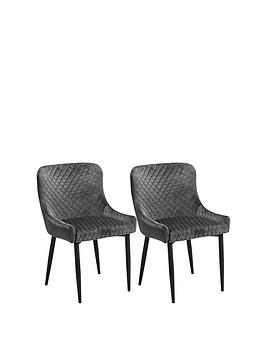 Product photograph of Julian Bowen Pair Of Luxe Velvet Dining Chairs - Grey from very.co.uk