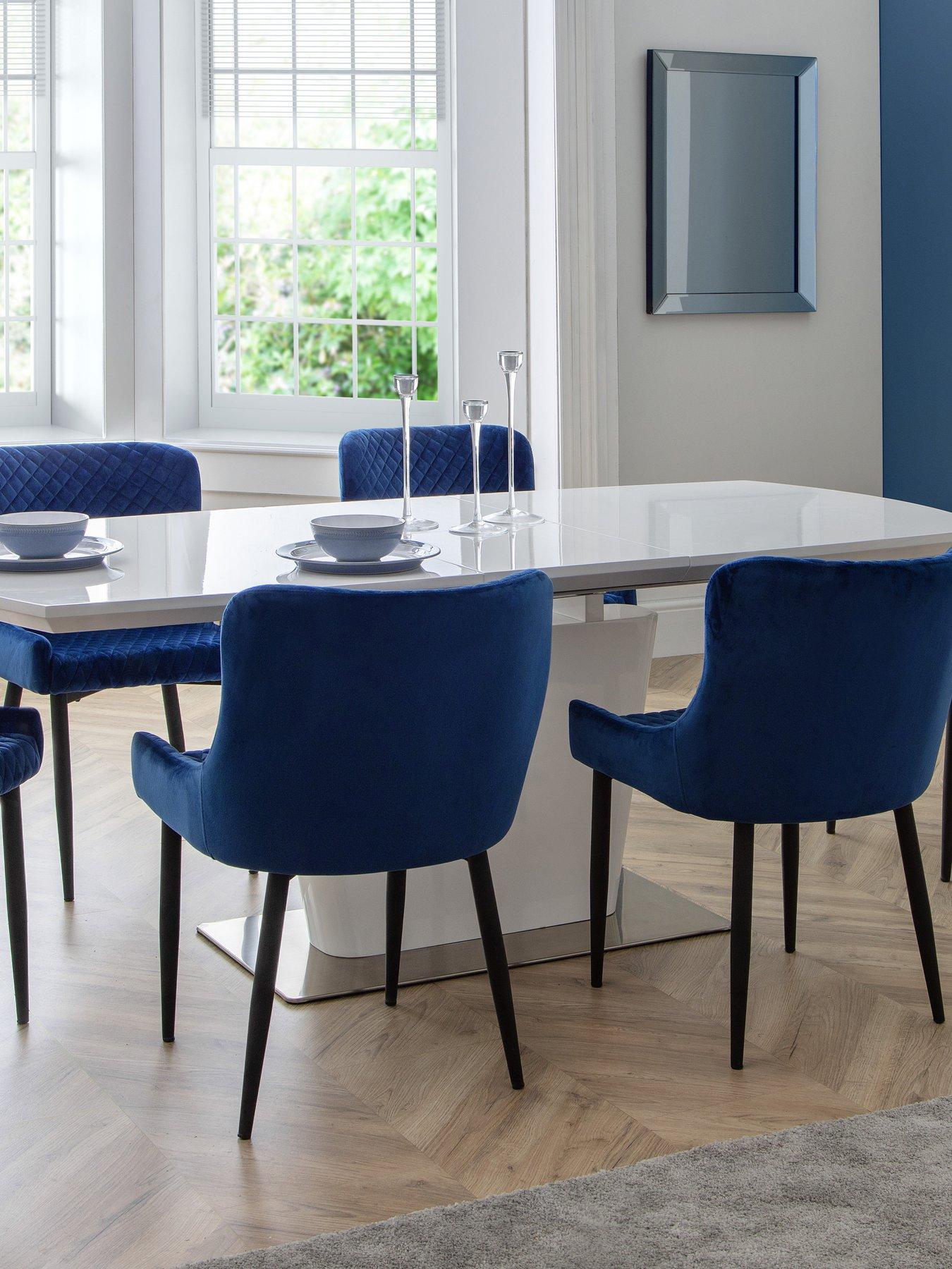Image 5 of 5 of Julian Bowen Pair Of Luxe Velvet Dining Chairs - Blue