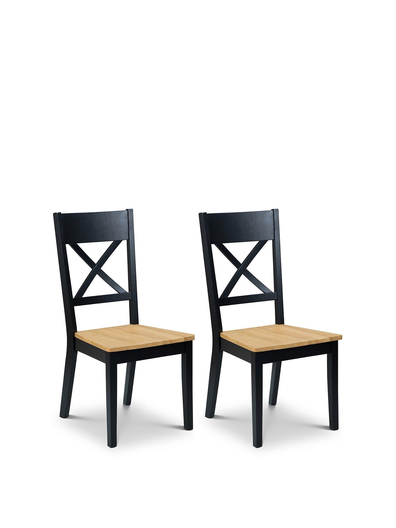 Julian Bowen Pair Of Hockley Chairs Black/oak very.co.uk