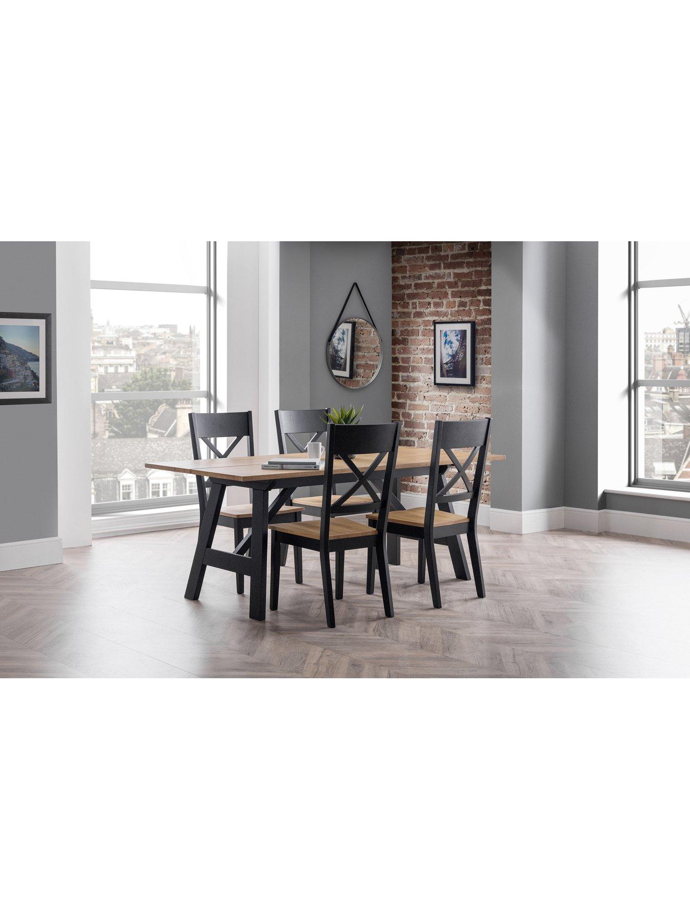 Julian Bowen Pair Of Hockley Chairs Black/oak very.co.uk