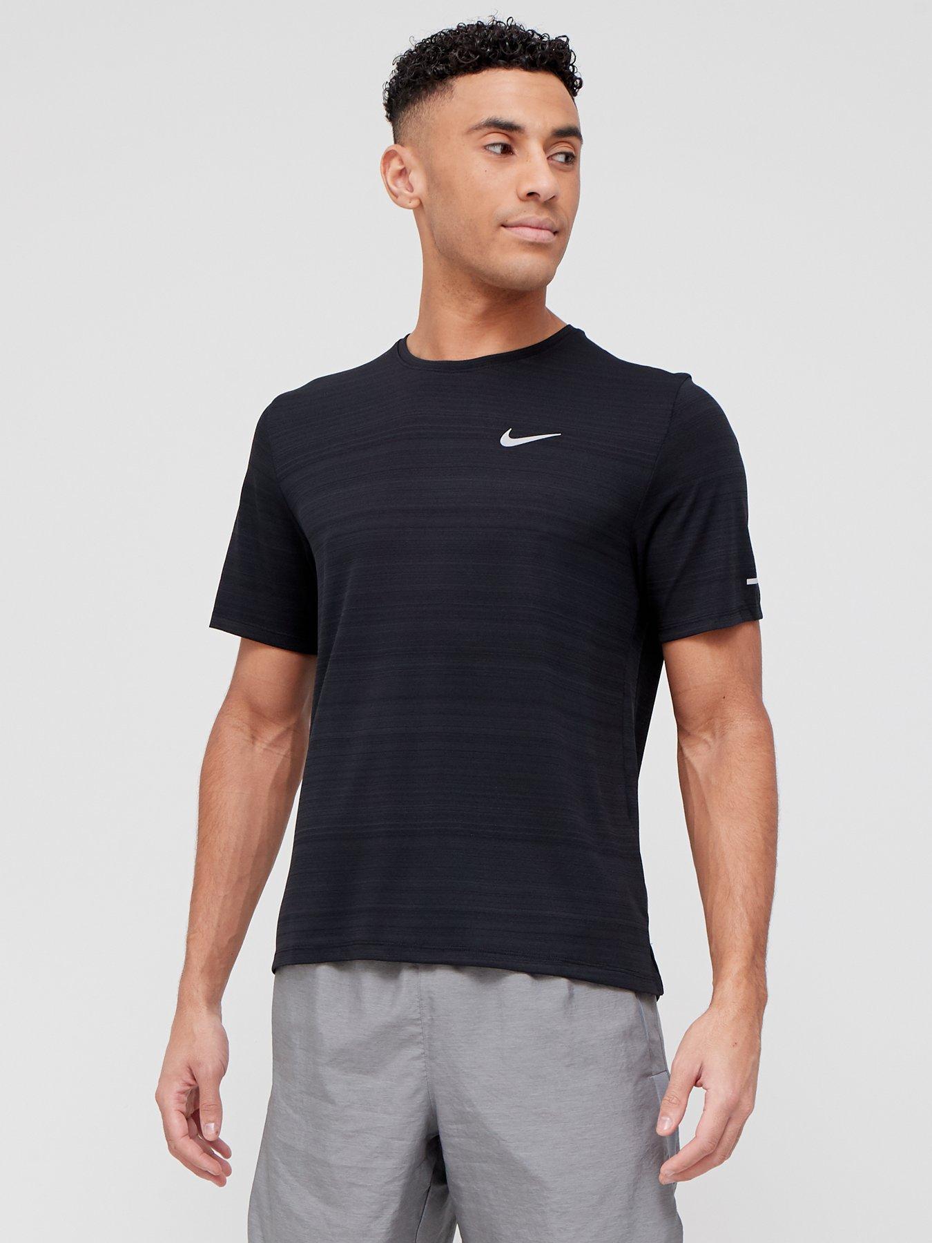 Nike Miler Running Top - Black | very.co.uk