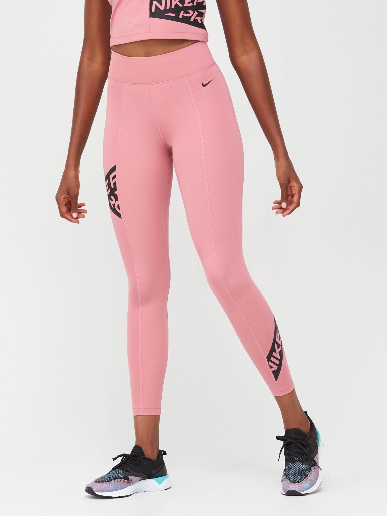 nike pro leggings with pink waistband