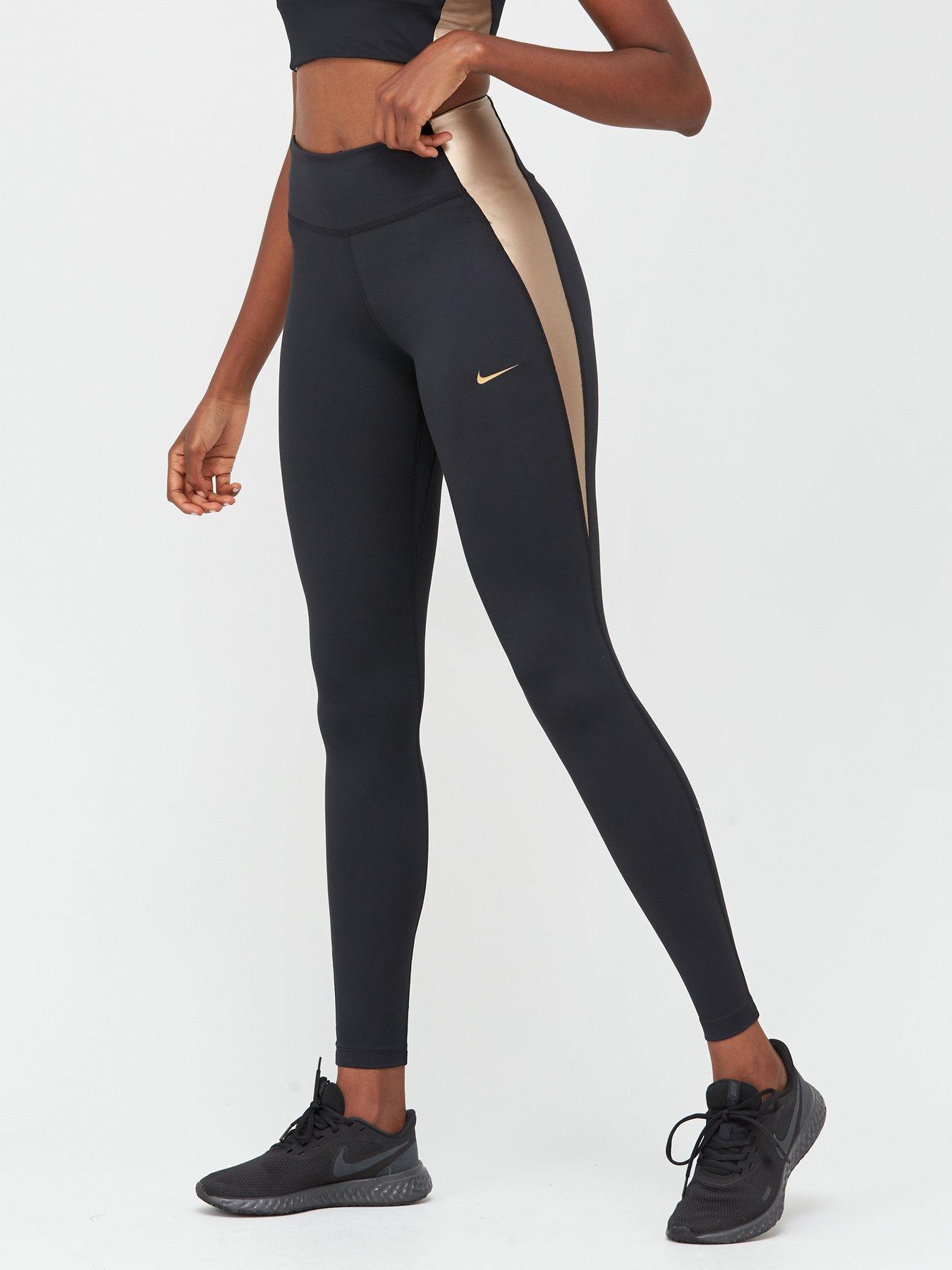 Nike The One Colourblock Leggings - Black/Gold | very.co.uk