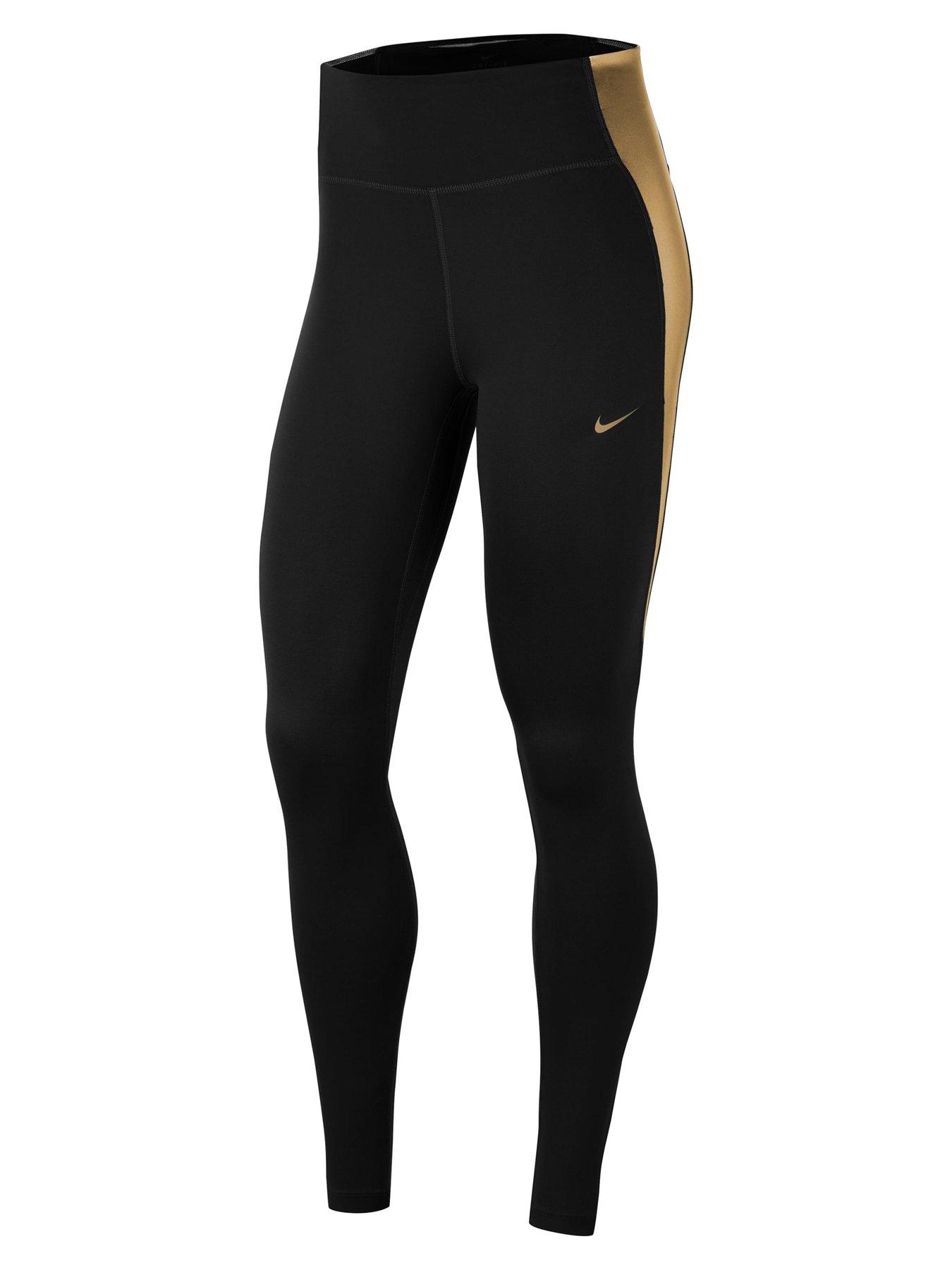 nike black and gold tights