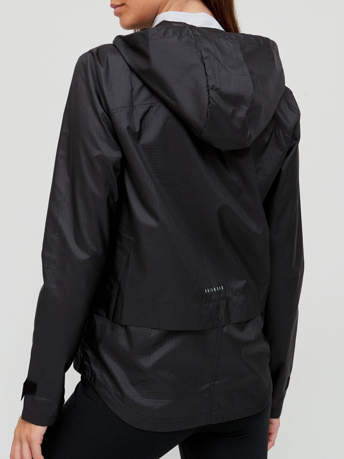 Essential hooded women's running jacket black hotsell