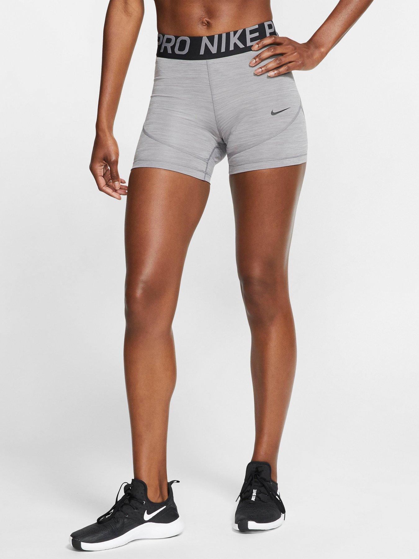 nike pro shorts women grey