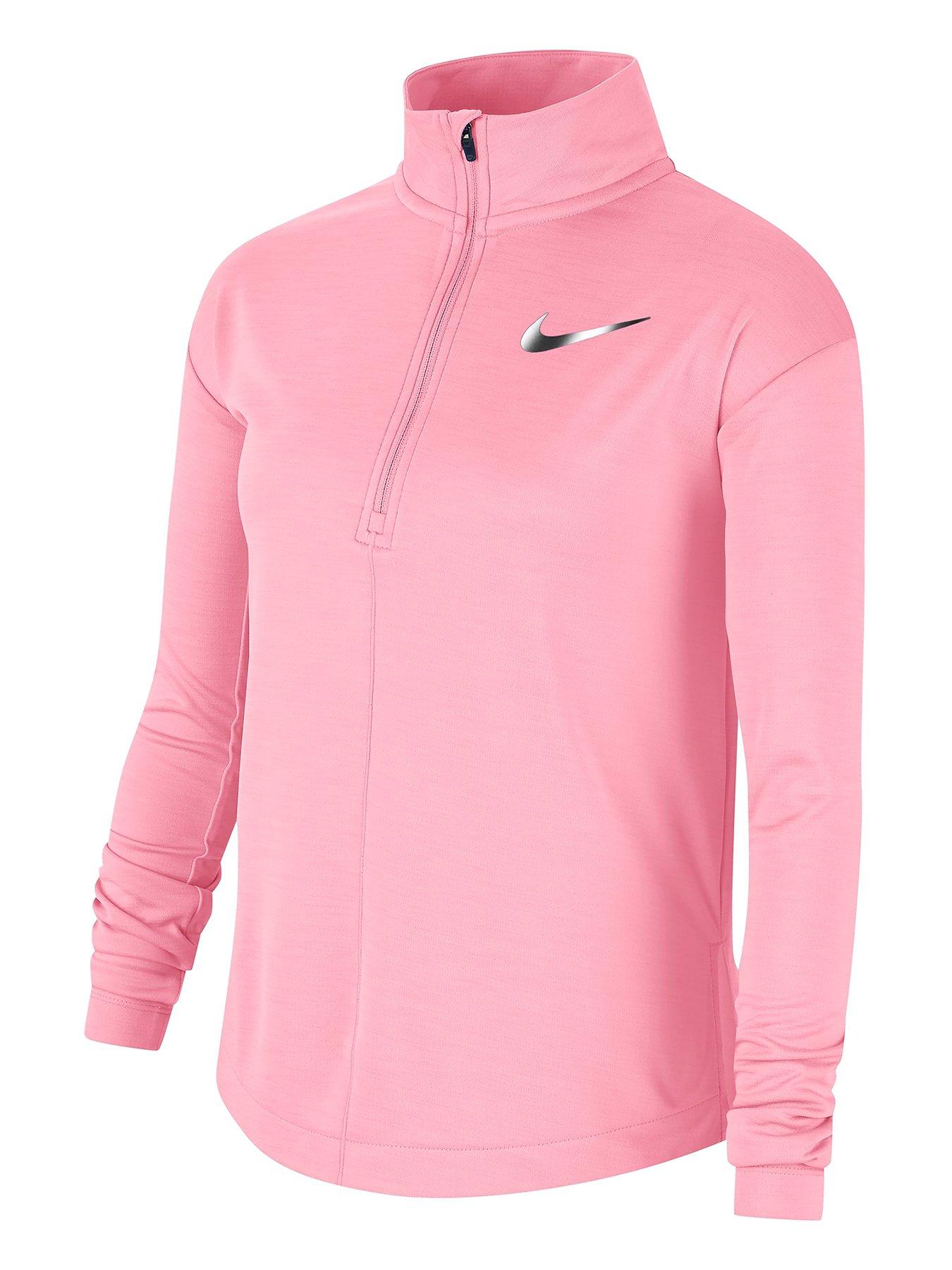 pink nike half zip running top