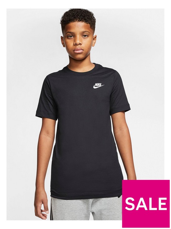 front image of nike-older-boys-futura-t-shirt-blackwhite
