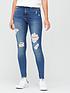  image of v-by-very-ella-high-waisted-side-rip-skinny-jean-mid-wash