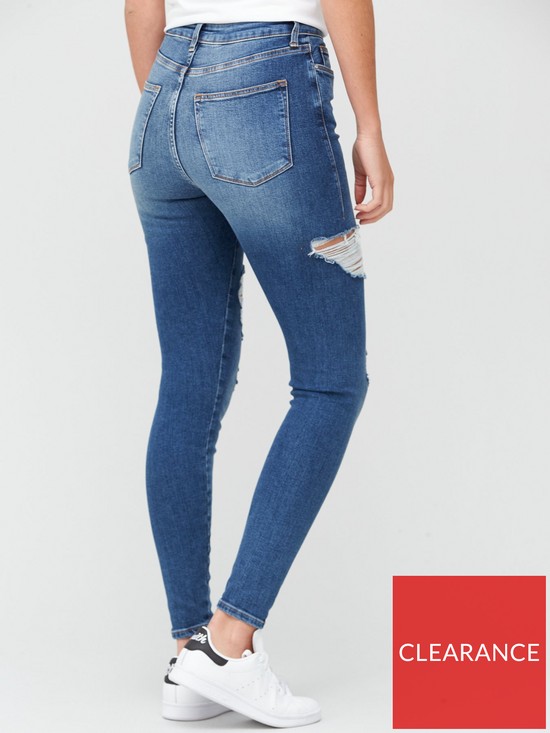 stillFront image of v-by-very-ella-high-waisted-side-rip-skinny-jean-mid-wash