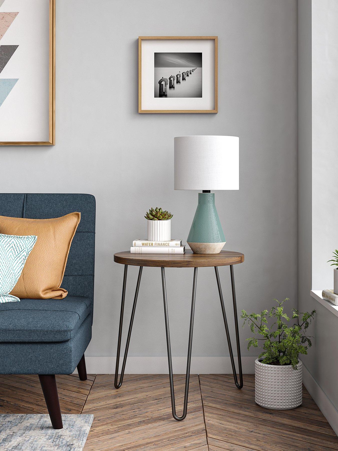 undefined Owen Round Side Table - Walnut Effect