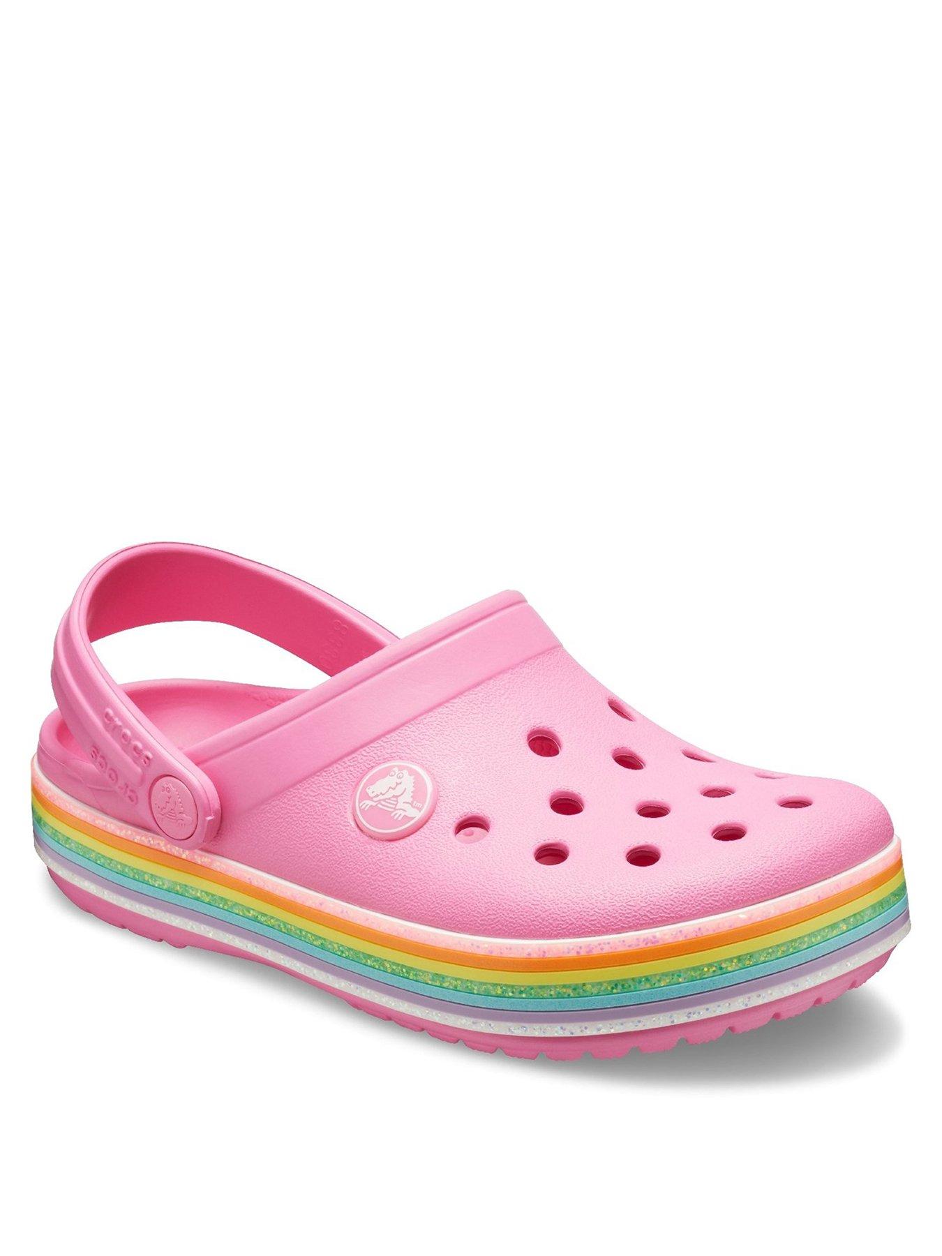 girls pink crocs