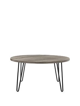 Product photograph of Dorel Home Owen Round Coffee Table - Grey Oak Effect from very.co.uk