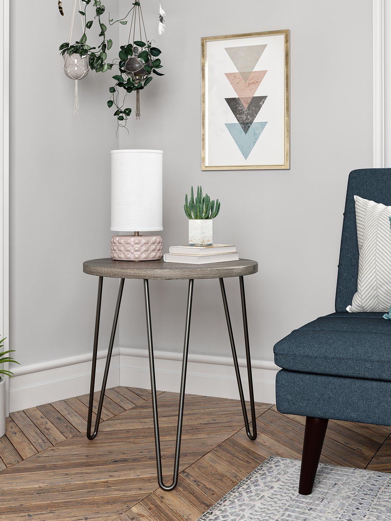 undefined Owen Round Side Table - Grey Oak Effect