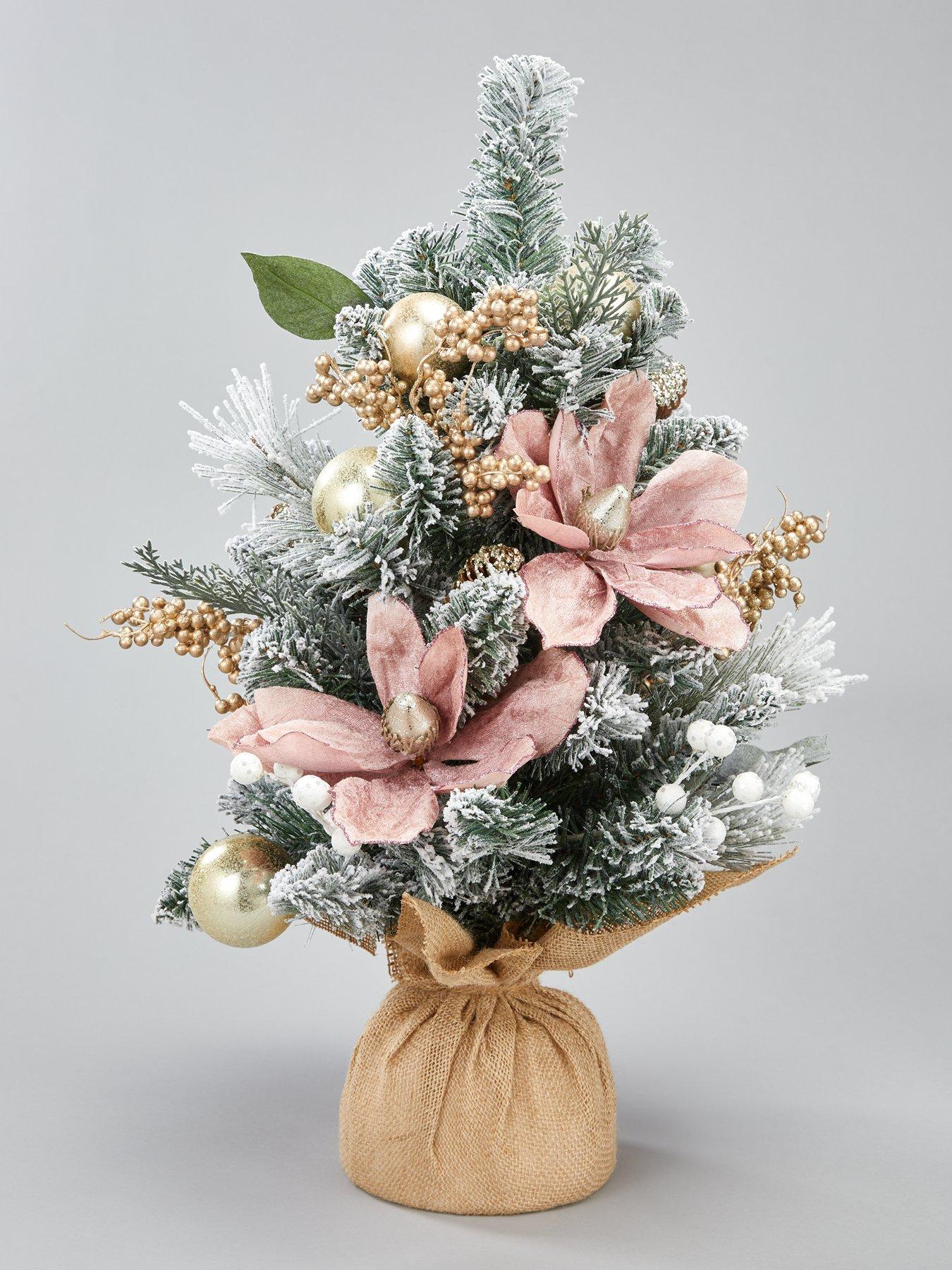 Frosted Rose Tabletop Christmas Tree very.co.uk