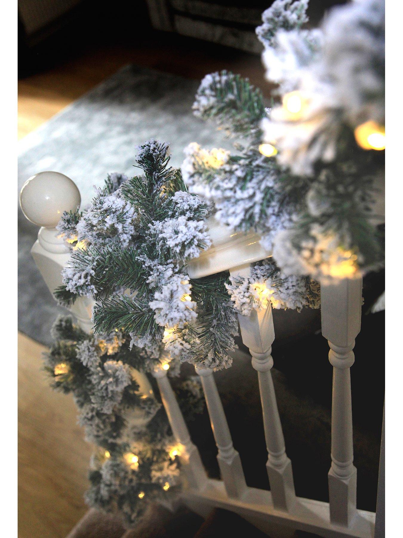 Product photograph of Very Home 9ft Pre-lit Flocked Emperor Garland from very.co.uk