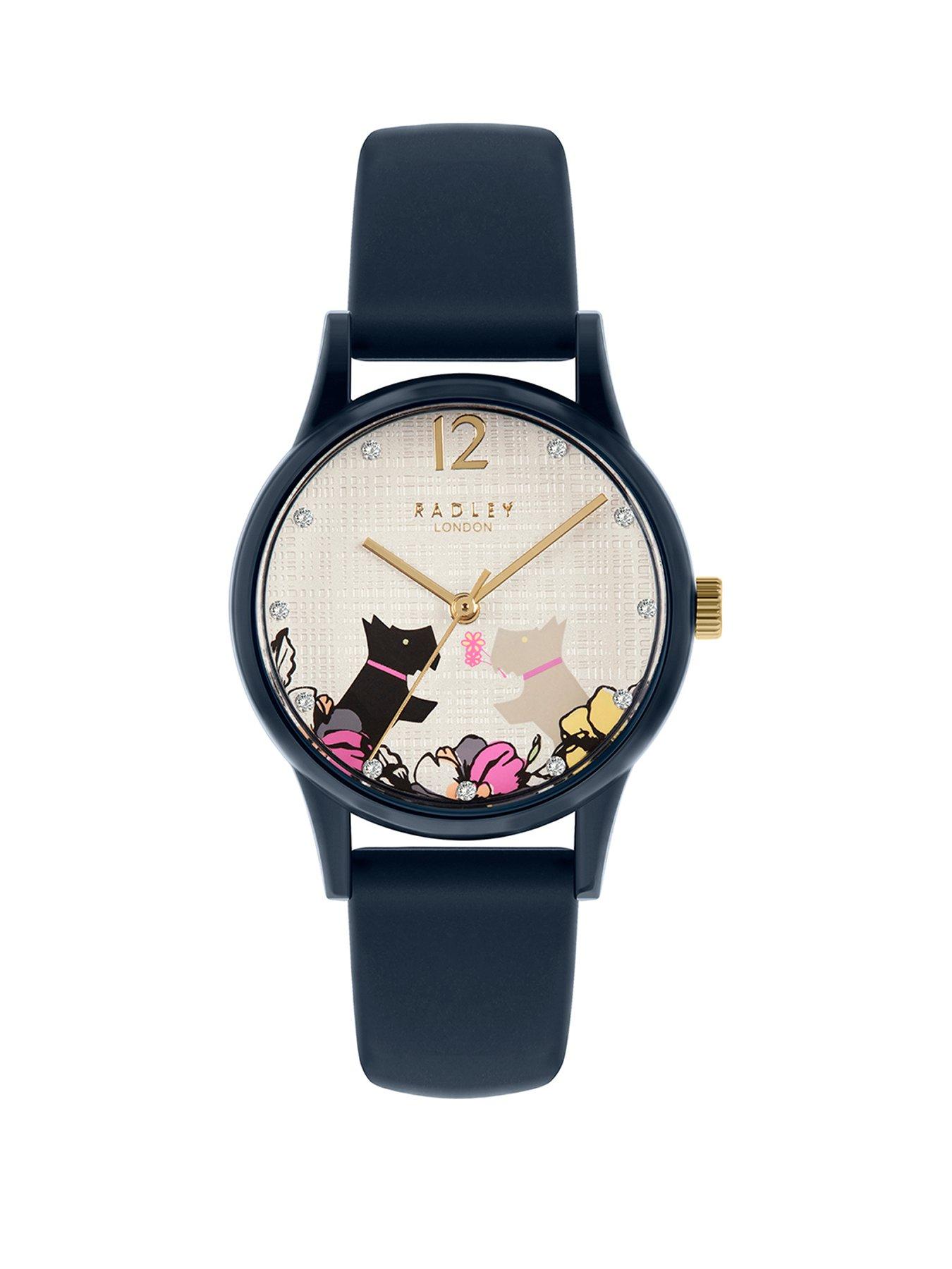 Product photograph of Radley Ry2983 Say It With Flowers Dial Navy Silicone Strap Ladies Watch from very.co.uk