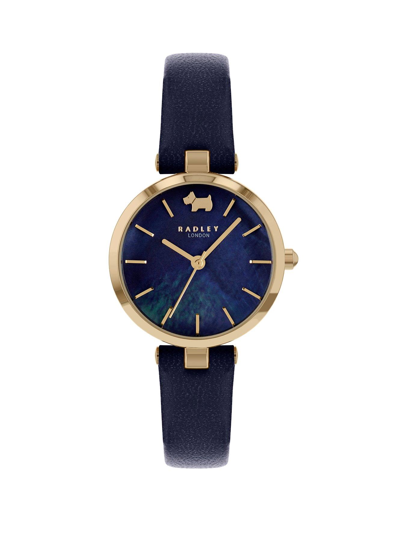 Rose gold watch outlet with blue strap