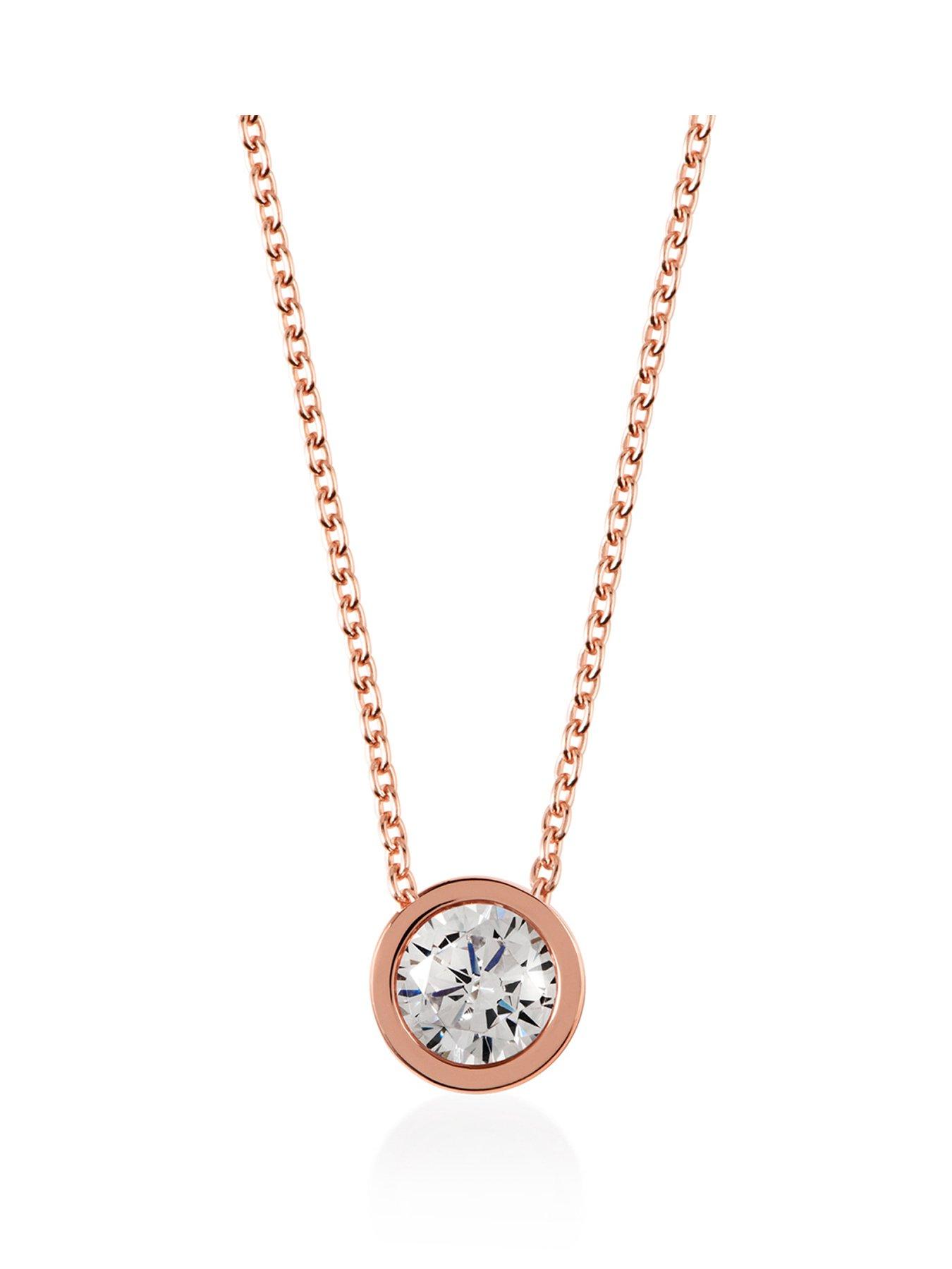 Women RYJ2000 Rose Gold Crystal Pendant Necklace