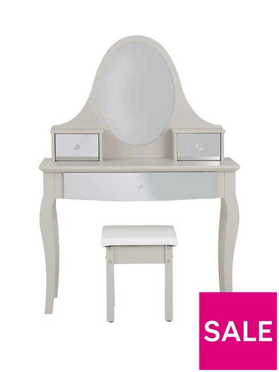 front image of sandy-mirrored-dressing-table-and-stool-set