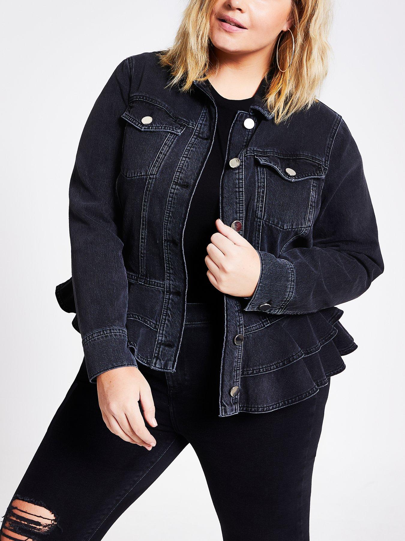 plus size peplum denim jacket