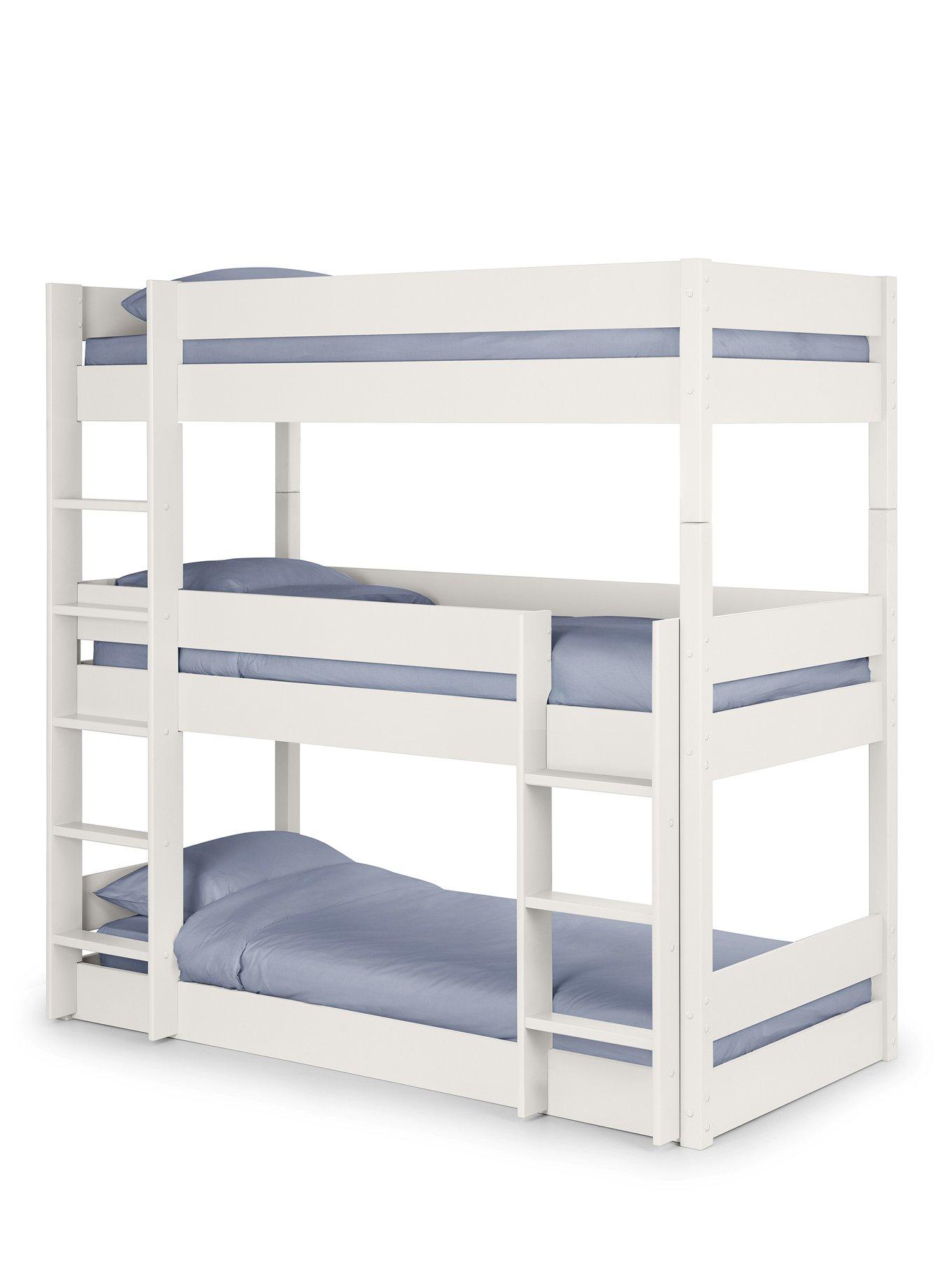 Image of Julian Bowen Trio Triple Stacker Bunk Bed with Spring Mattress Option - White