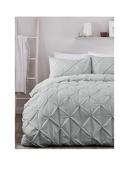 Product photograph of Serene Lara Single Duvet Cover And Pillowcase Set Ndash Silver from very.co.uk
