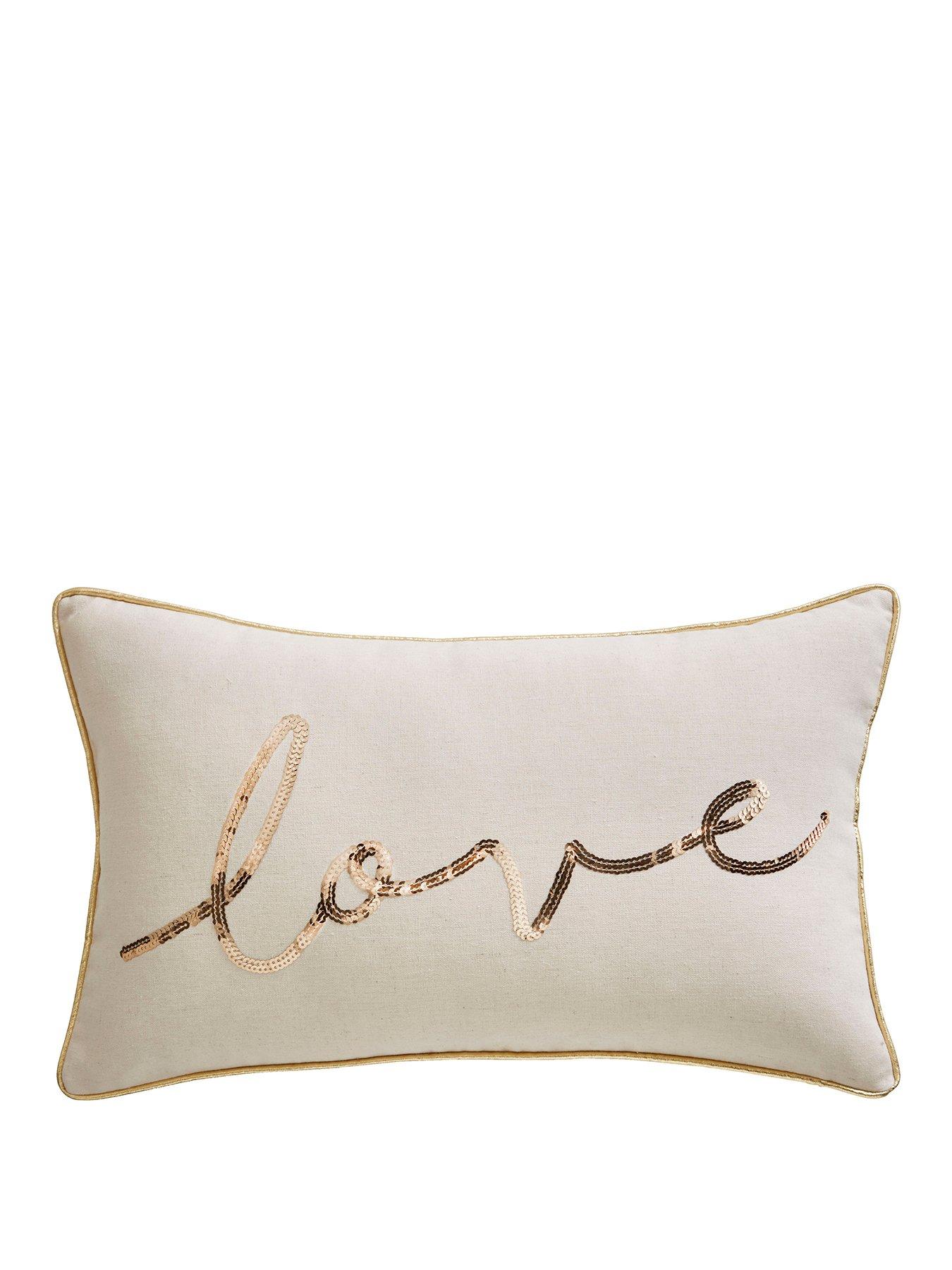 Product photograph of Tess Daly Love Boudoir Cushion - Gold from very.co.uk