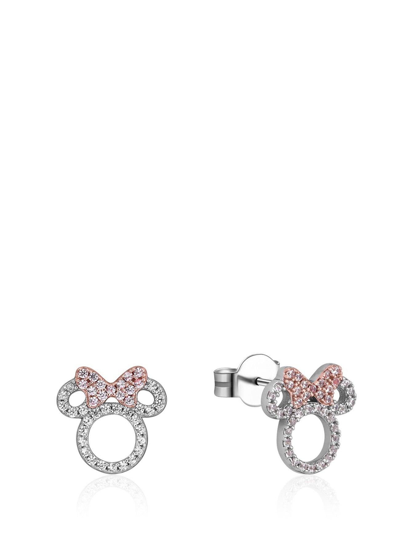 Disney Disney Sterling Silver Rose Gold Plated Cubic Zirconia Minnie Mouse Outline Stud Earrings review