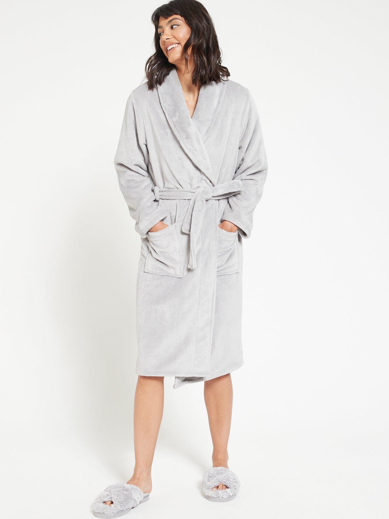 Image 1 of 4 of Everyday Supersoft Dressing Gown - Grey