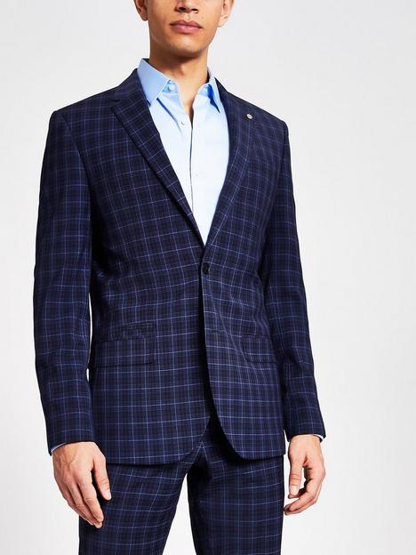 river-island-check-skinny-fit-suit-jacket-navy