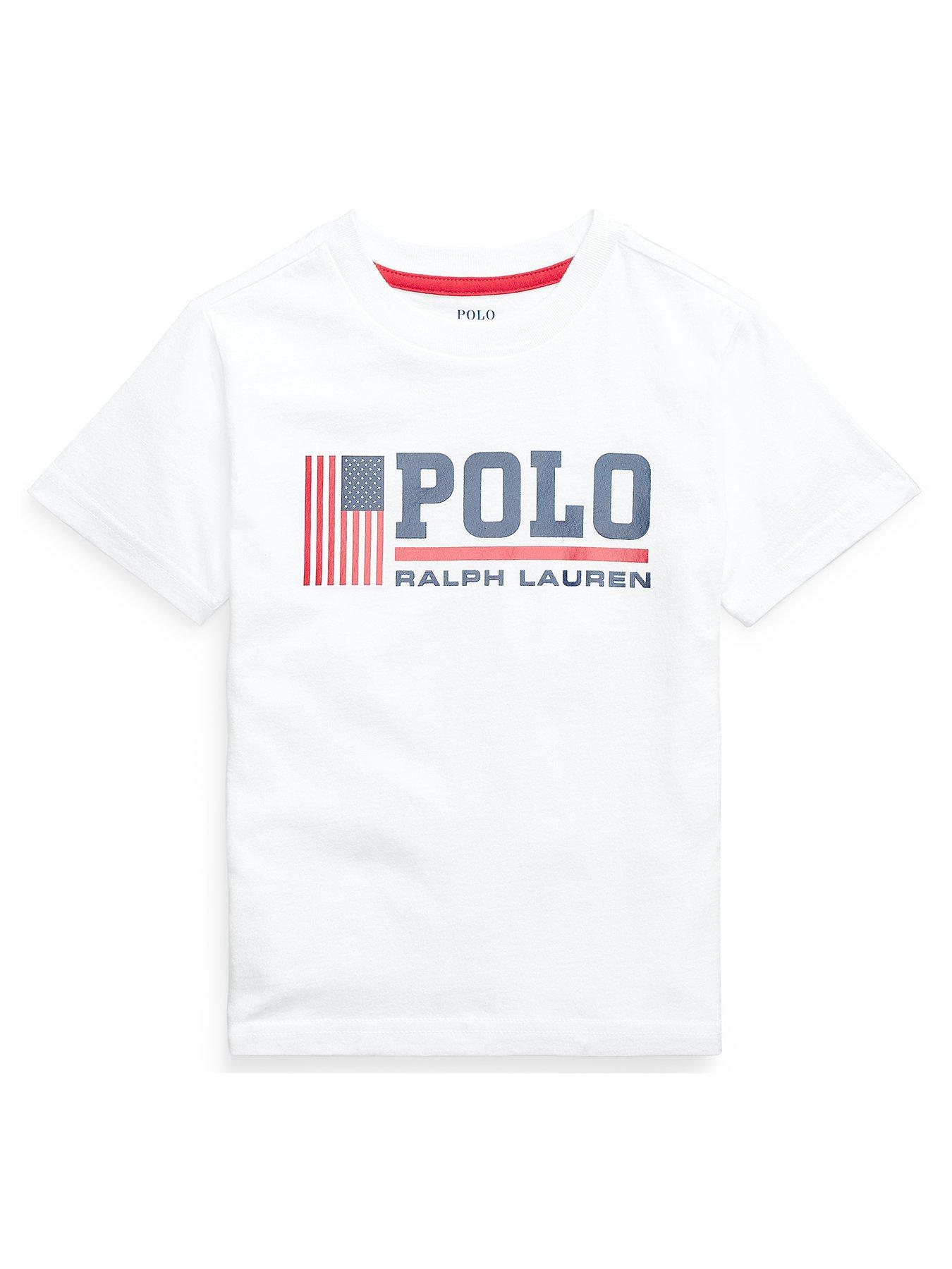 Ralph Lauren Boys Short Sleeve Polo Colour Block T-shirt - White, Size 18-20 Years=Xl