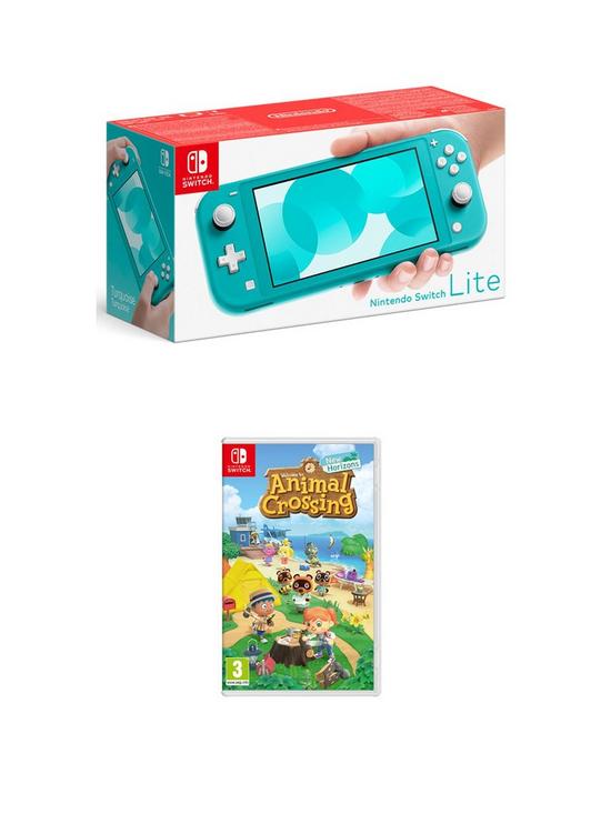 front image of nintendo-switch-lite-console-with-animal-crossing-new-horizon