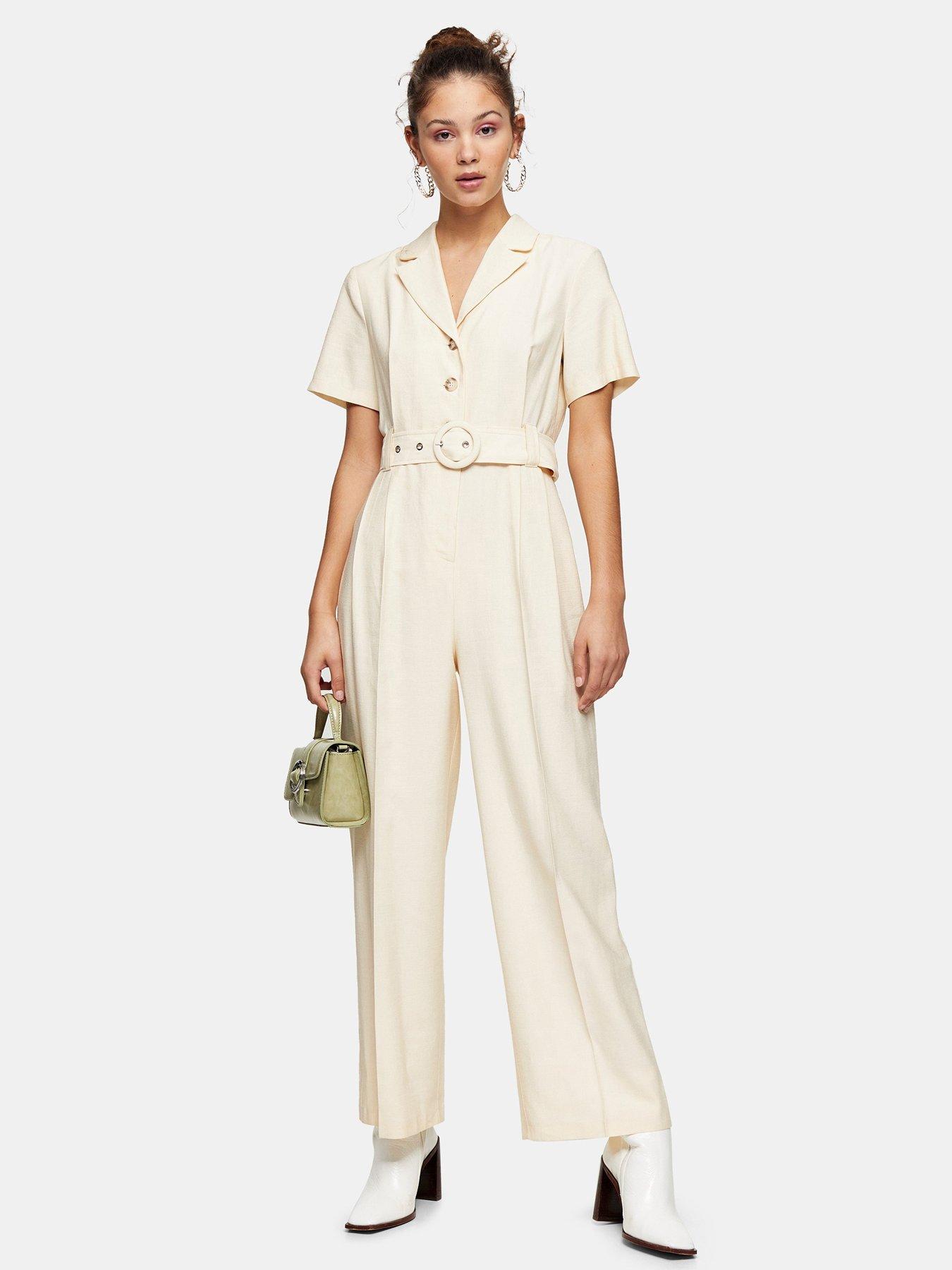 cream jumpsuit with sleeves