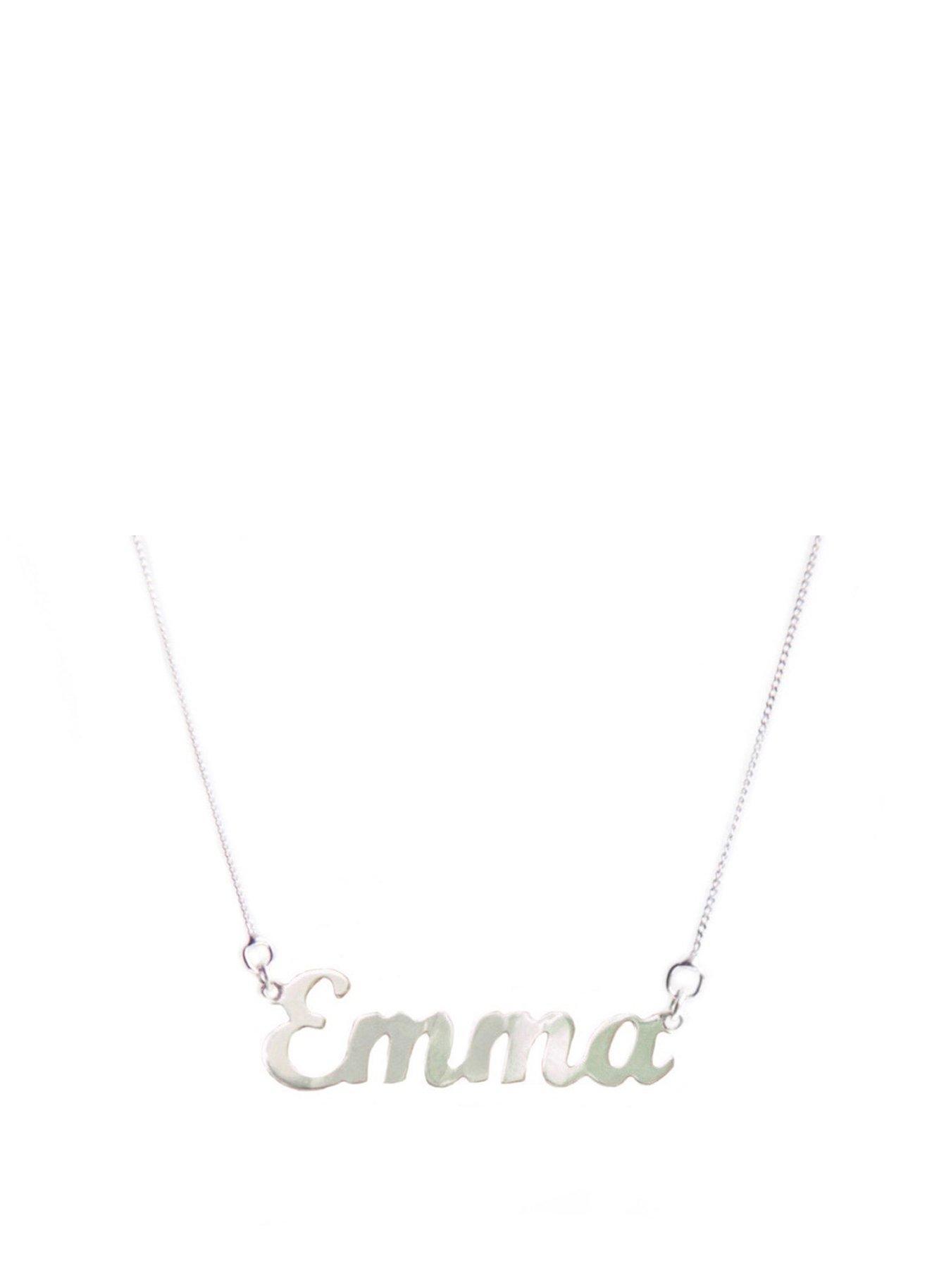 Women 9ct White Gold Personalised Name Script Necklace