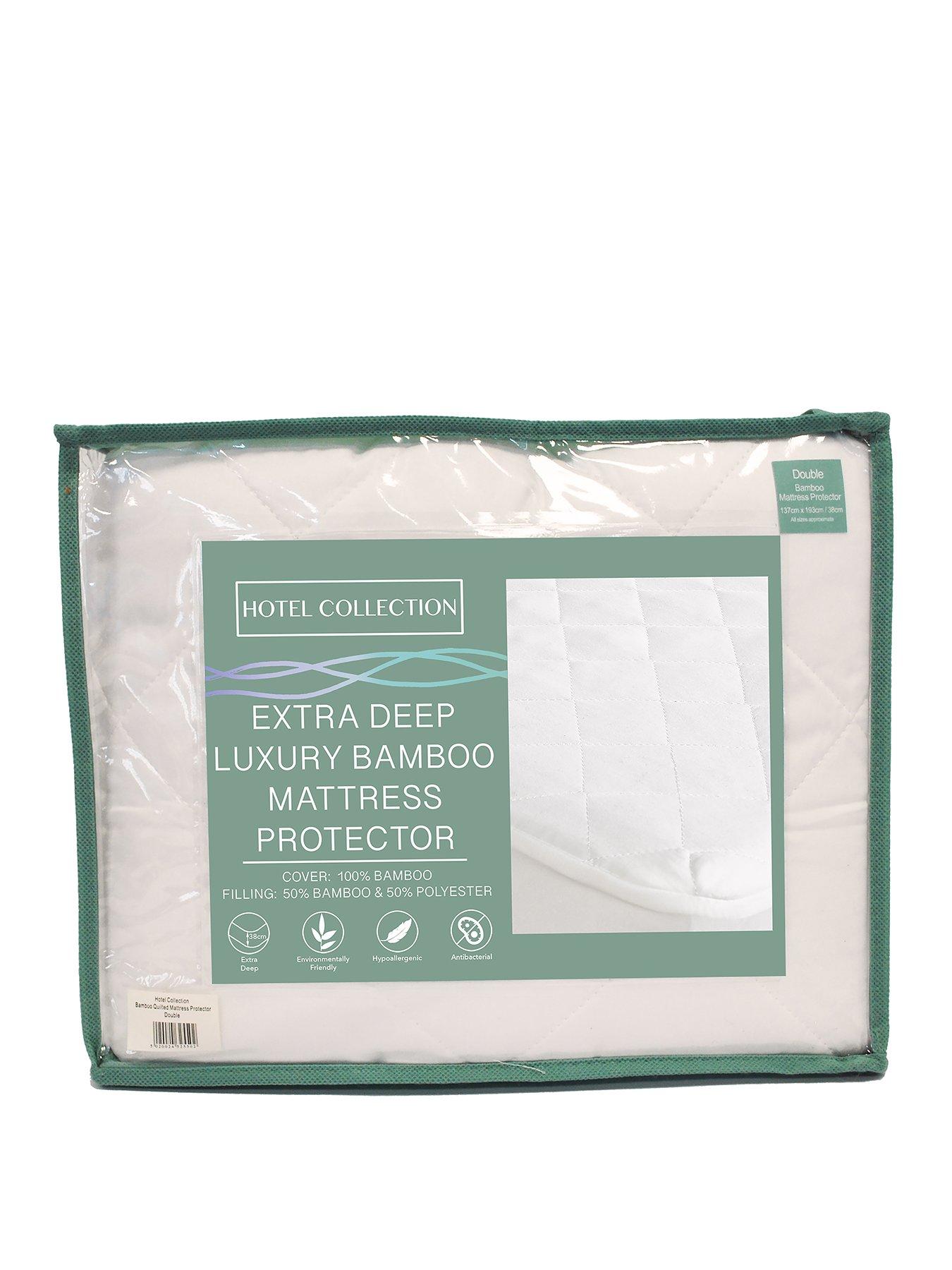 undefined Extra Deep Luxury Bamboo Mattress Protector  Double - White